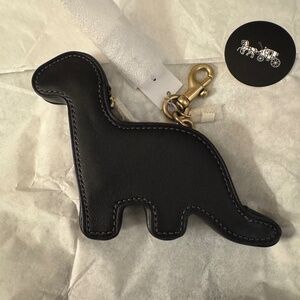 NWT COACH REXY DINOSAUR BLACK LEATHER COIN PURSE CBR56 bag charm